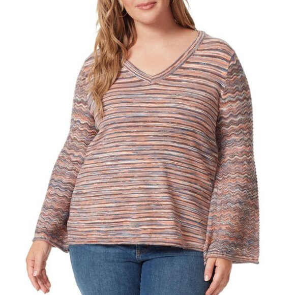 NEW! Jessica Simpson Marietta Top Mocha‎ Mousse $89.50 V-Neck Bell Sleeves 2X - Picture 1 of 14
